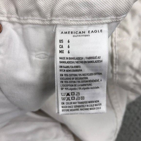 AMERICAN EAGLE Size 6 Highest Rise Distressed White Baggy Cut Off Shorts - Picture 11 of 16